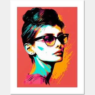 Audrey Hepburn Colorful and Minimalist Pop Art Style Posters and Art